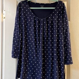 Lands End 1X navy w/ white polka dot t-shirt